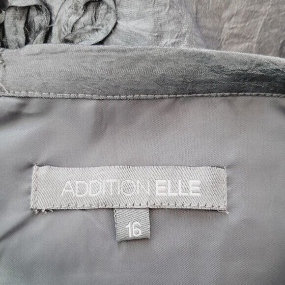 ADDITION ELLE / Ribbon Floral Applique Midi Length Skirt Satin Gray Sz 16 - Picture 14 of 16